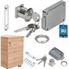KOTARBAU® Serratura per mobili regolabile 15-40 mm, serratura a vite sinistra e destra, con 3 chiavi, cilindro per mobili, serratura per armadi, cassetti in nichel