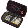 RLSOCO Custodia per Fluke multimetro 113/116/117/175/115/114/179/177/233/88/87V/F17B Custodia Rigida per PeakTech multimetro 2695/3442/3441/3440/3355/3360/3690 (Cerniera rossa)