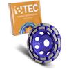 BTEC Smerigliatrice a tazza diamantata Twin Speed, diametro 125 mm, foro 22,22 mm, per calcestruzzo, pietra naturale, granito, pavimento in cemento, muratura universale