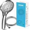 VEHHE Soffione Doccia con 1.5m Tubo, Soffione Doccia Alta Pressione con 5 Modalità, Doccino per Doccia Universale Dimensione Collegare, Doccetta per Doccia con ugello in Silicone Anti-intasamento