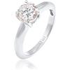 Elli Anello da Donna Solitario con Pietre di Zirconia Cubica in Argento Sterling 925