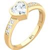 Elli Anello Donna, Simbolo del Cuore Fidanzamento, con Cristalli di Zirconia, in Argento Sterling 925