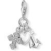 Thomas Sabo Charm Club 0409-051-14 Ciondolo da Donna, Argento 925 e Zirconia Cubica, Croce, Cuore e Ancora, Individual Cross, Heart, Anchor Charm Pendant