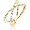 Elli Anello da Donna in Argento 925, Placcato Oro con Zirconia Cubica, Misura 12