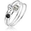 Elli Anello da Donna in Argento 925 con Cristallo Grigio, Misura 18