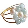 GemShine - Anello da donna - Placcato in oro - Acquamarina - Perle - Blu - Bianco, Misura dell'anello:62 (19,7), Misura Anello:55 (17.5)