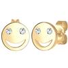 Elli Orecchini da donna, con faccina sorridente, con cristalli, in argento sterling 925