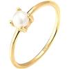Elli Anello da Donna Placcato Oro con Perla Semirotonda, Misura 16