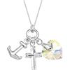 Elli Collana da Donna Ciondolo Croce a Cuore Filigrana con Cristalli in Argento Sterling 925