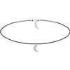 Elli - Collana da donna con ciondolo a forma di mezzaluna Astro 925, con cristalli neri taglio brillante, 36 cm