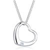 DIAMORE Elli Collana Donna Ciondolo Cuore Classico con Diamante (0,03 ct) in Argento Sterling 925