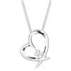 Elli - Collana per donna con ciondolo a forma di cuore cristallo (0,02 ct) 925 argento con zirconi bianchi con taglio a brillante 45 cm