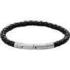 Fossil Bracciale da uomo in pelle o acciaio inossidabile con chiusura regolabile, Nero pastello