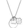 Elli Collana da donna con ciondolo a forma di quadrifoglio e piastrina con cristalli in argento Sterling 925