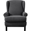 EBETA Jacquard Salvadivano Copripoltrona Trapuntato Adele, Copripoltrona con Orecchie Poltrona Protettiva Elasticizzato Antiscivolo（Grigio scuro）