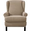 EBETA Jacquard Salvadivano Copripoltrona Trapuntato Adele, Copripoltrona con Orecchie Poltrona Protettiva Elasticizzato Antiscivolo (sabbia)