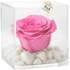 Premium-rose.com OneFlower by PREMIUM-ROSE - Cubo Rosa Stabilizzata Rosa 8 cm con Marmo di Carrara - Rosa Eterna Stabilizzata Made in Italy - Idea per Chi Ama Colori Vivaci e Giovani Donne - Rosa A 1085