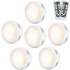 Bawoo luci a LED per armadietto, confezione da 6 Bianco caldo,5 Perle LED Lampada,senza fili, con 2 Telecomando,telecomando per Vetrine Credenza Guardaroba Corridoio Cucina