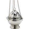 NKlaus incensiere argentato in ottone con catena 60 cm e ciotola rimovibile fatto a mano per rituali meditazione purificazione regalo spirituale altezza 14 cm 2915