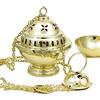 NKlaus incensiere dorato in ottone con catena 60 cm e ciotola rimovibile fatto a mano per rituali meditazione purificazione regalo spirituale altezza 14 cm 2914