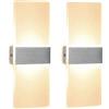 ChangM 2 Pezzi LED Lampada da Parete Interno 12W Bianco Caldo