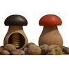 Wooden World - Set di 2 schiaccianoci a forma di fungo, in legno di faggio naturale molto solido, colori marrone e rosso