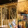 WEARXI Tenda Luminosa - Luci da Esterno Giardino, 3M 300LED Luci Led Decorative per Natale 8 Modalità Luci Led luminarie da Esterno per Anno Nuovo, Matrimonio, Portico, Casa, Interno