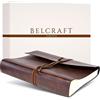Belcraft Tivoli Album Fotografico in Pelle Riciclata, Album Portafoto, Scrapbook, Realizzato a mano da Artigiani Toscani, Include Scatola Regalo, A4 (23x30 cm) Marrone