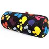 COVERBAGBCN - Cuscino Rotondo Anti-Stress Relax | Sollievo per Collo e Lombare | Riempimento con Microperle Confortevoli | Tessuto Lycra| Lavabile in Lavatrice | 35x15 cm (Nero con Macchie Colorate)