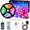 ALED LIGHT Striscia LED 5M Bluetooth, ALED LIGHT Strisce Luci Led RGB 5050 SMD con DC 12V Alimentatore e 44 Tasti Telecomando e Ricevitore, Nastro LED Decorazione per Natale Feste Casa Matrimonio