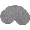 SHACOS Set di 6 Tovaglietta Rotonda Tovagliette Lavabile Resistenti al calore Non-Scivolose Tovagliette Intrecciate Rotonde Grigio Tovagliette per Natale Partito Cucina-38x38 cm