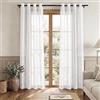 PONY DANCE Tende Bianche Soggiorno Moderne Semitrasparenti con Effetto Lino Tende Camera da Letto Moderna Curtains per Interni con Anelli 2 Pezzi L 132 x A 210 CM
