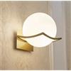 KRUIHAN Applique da Parete Interno Oro,Lampada Muro con Paralume Palla di Vetro,Plafoniera Parete con Portalampada E27,adatta a Camera da Letto,Corridoio,Soggiorno,Bagno,Lampadina LED E27 non Incluse