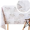 KP HOME Tovaglia Plastificata Rettangolare 200x140cm, Argento Tovaglia Cerata Goffrata per Tavolo da 6 Posti, Interni ed Esterni, in PVC Facile da Pulire, Impermeabile, con Motivo Foglie Eleganti