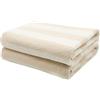 ZOLLNER 2 Teli doccia a righe beige e bianche, 75x140 cm, 100% cotone