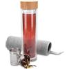 Navaris Bottiglia Termica Acqua Detox 500ml - Borraccia in Vetro con Filtro - Termos tè frullato infusi Tisane Smoothie - Coperchio bambù e Custodia