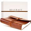 Belcraft Tivoli Album Fotografico in Pelle Riciclata, Elegante Pensiero con Scatola Regalo, Realizzato a mano da Artigiani Toscani, A4 (23x30 cm) Marrone Chiaro