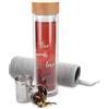 Navaris Bottiglia Termica Acqua Detox 500ml - Borraccia in Vetro con Filtro - Termos tè infusi Tisane - Coperchio bambù e Custodia - Live-Laugh-Love