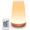 Auxmir Lampada da Comodino, Abat Jour da Comodino LED Colorata con 13 Colori, Luminosità Regolabile e 5 Modalità, Touch e Telecomando, 2500mAh Ricaricabile, Luce Notturna Bambini per Camera da letto