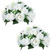 Nuptio 2 Pezzi Fiori Artificiali, Rose Plastica a 15 Teste con Base, Adatte per Centrotavola Matrimonio del Nostro Negozio Fioriera per Decorazioni per la Casa di san Valentino (Bianco)