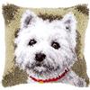 VERVACO Kit Latch Hook Cuscino Westie Kit Gancio di Chiusura Tappeto ca. 40 x 40 cm Set Ricamo Principianti Casa Decorazioni attività Creative Adulti Hobby Rilassanti Gobelin Cuscino