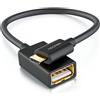 deleyCON 0,1m Cavo Adattatore USB 2.0 OTG in Nylon + Connettore in Metallo Micro USB a USB Cavo Dati Smartphone e Tablet Collegati con Chiavetta USB - Nero