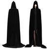 CHSYOO Mantello Nero con Cappuccio Mantello Lungo con Cappuccio per Halloween Costume Party Strega Diavolo Vampiro Cosplay Fancy Dress