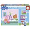 Educa - Puzzle progressivi di cartone per bambini | Peppa Pig. Dimensioni: 40 x 28 cm. 4 puzzle da 12 a 25 pezzi. Da 3 anni (16817)