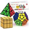 Vdealen Nero Magic Dodecahedron Megaminx + 3 x 3 x 3 x 3 piramid + 3 x 3 cm, colore: Oro Specchio Puzzle Cubo, Set di cubi dorati, AUTHFORT