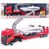 Toyland® - Camion trasportatore a cassone piatto Scania con barca a motore - Scala 1:48 - Ruota libera (Camion rosso)