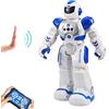 HUSAN RC Robot per Bambini, Robot Intelligente Interattivo Controllo a Infrarossi Programmabili Canto Danza Robot Sensazione di gesti Giocattoli per bambini (Blu)