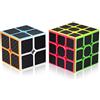 ROXENDA Speed Cube Set,[2 Pezzi] Cubo di Velocità 2X2 3X3 Speedcube Originale con Istruzioni (Carnon Fiber)