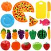 NIWWIN 24 PCS Gioca Set di Cibo per Bambini Tagliere in plastica Pizza e Verdura Pretend Play Set