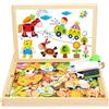 COOLJOY Puzzle Magnetico Legno,Giocattolo di Legno con Lavagna Double Face, Apprendimento Educativo Puzzle Bambini 3 Anni 4 Anni 5 Anni - Quasi 100 Pezzi - Può Attaccare sul Frigorifero